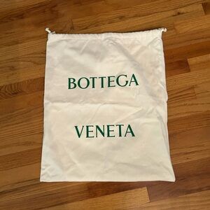 Bottega Veneta White Drawstring Dust Bag with Green Logo